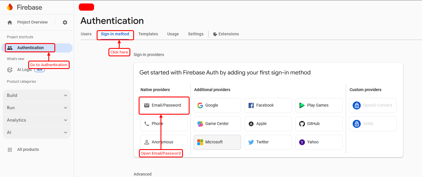 firebase setup