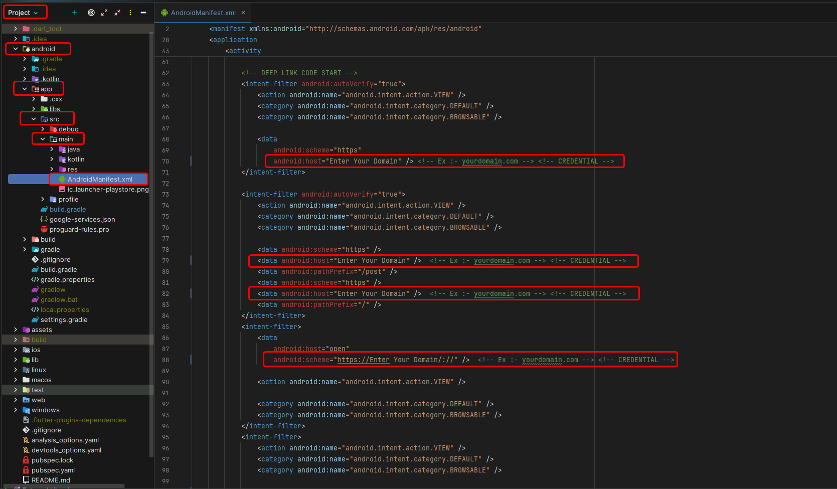 AndroidManifest configuration